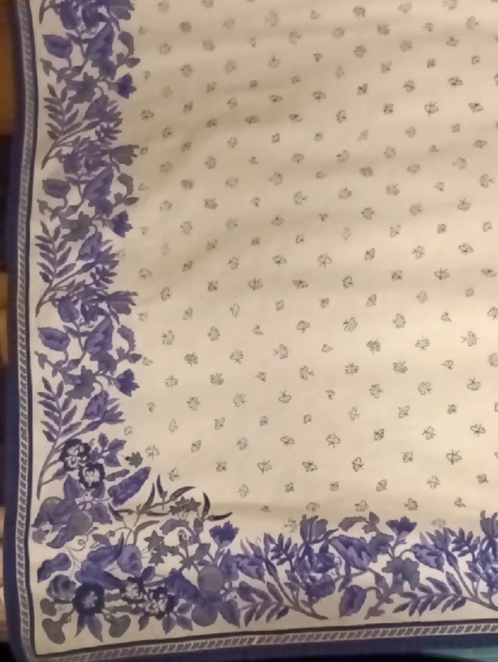 Williams-Sonoma French Country Blue Floral Border Tablecloth 70 X 70